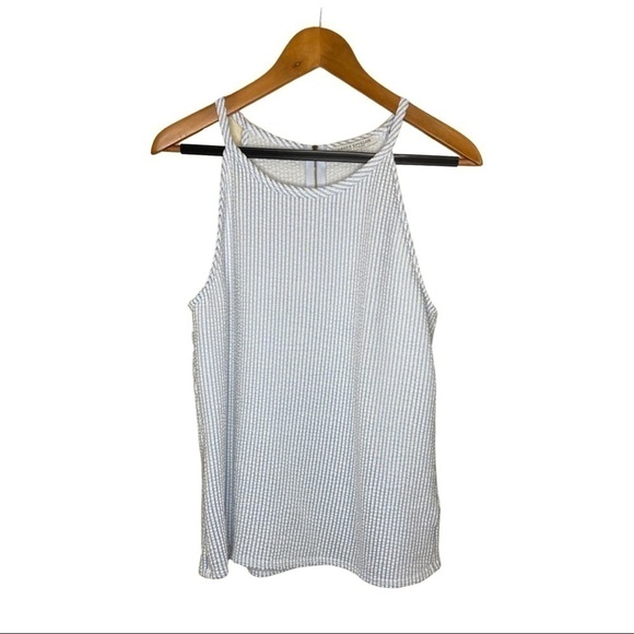 Green Envelope Los Angeles Blue and White Striped Zip Up Tank Top - Picture 1 of 6